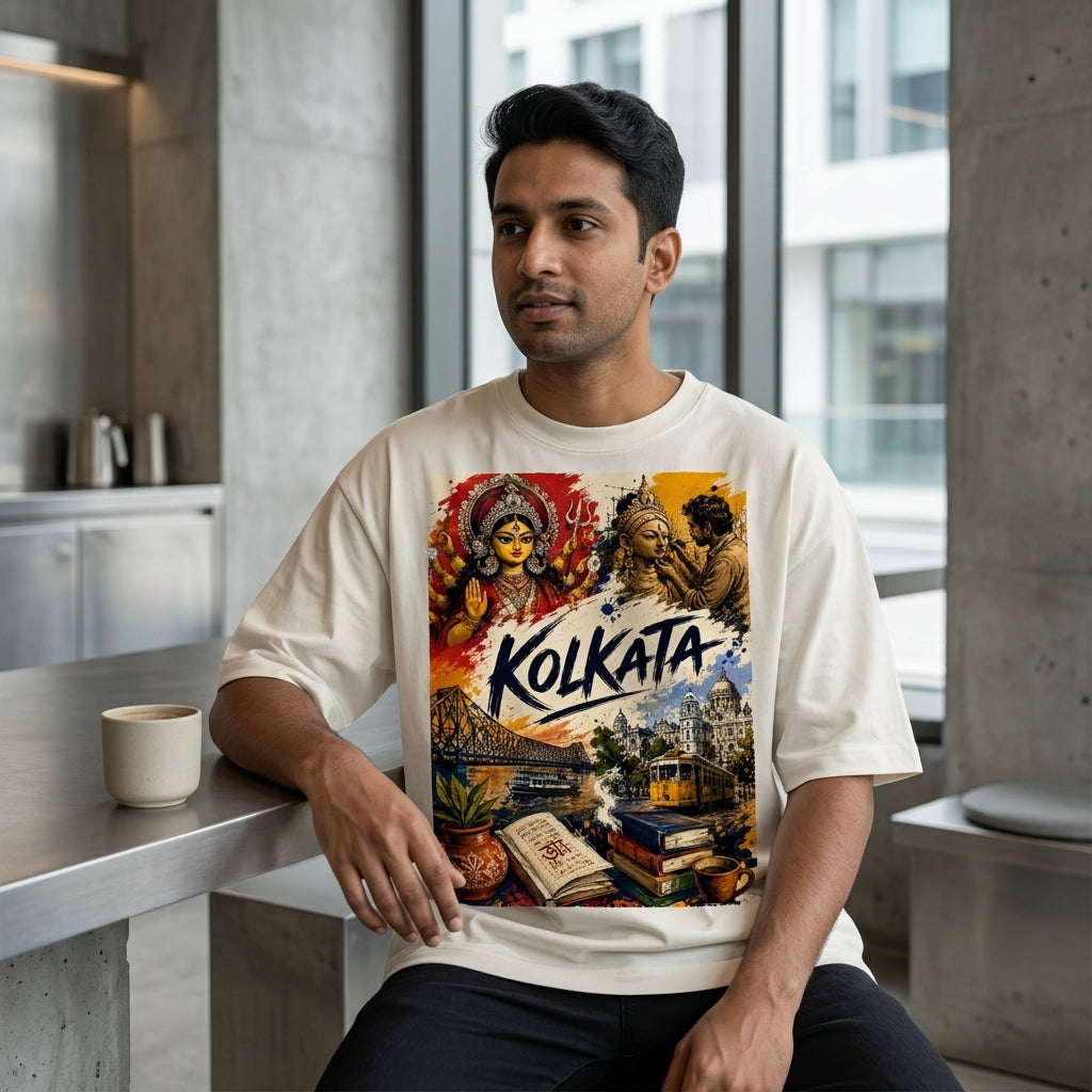 Kolkata Heritage Graphic Oversized T-Shirt