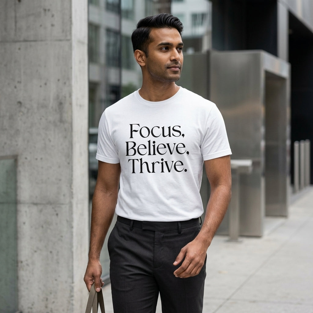 Focus Believe Thrive Inspirational T-Shirt
